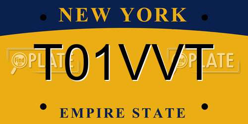 T01VVT New York License Plate