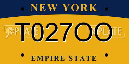 T027OO New York License Plate