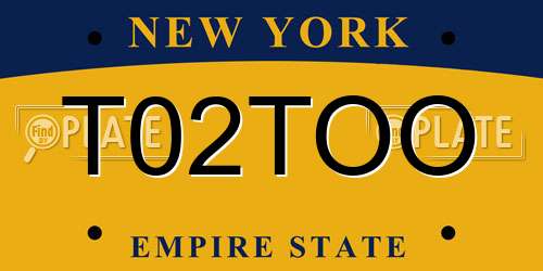 T02TOO New York License Plate