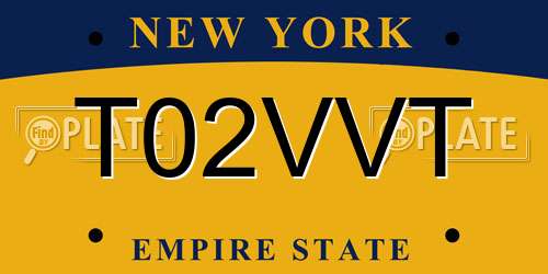 T02VVT New York License Plate