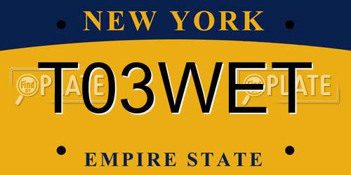 T03WET New York License Plate