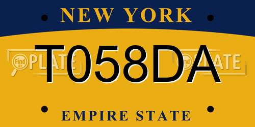 T058DA New York License Plate