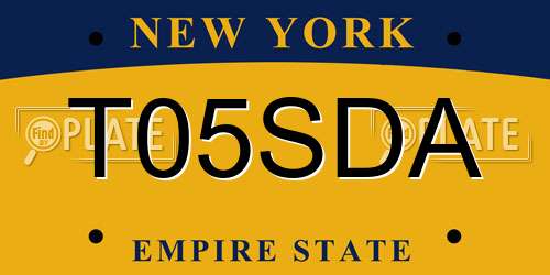 T05SDA New York License Plate
