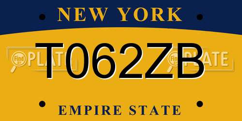T062ZB New York License Plate