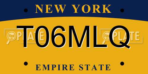 T06MLQ New York License Plate