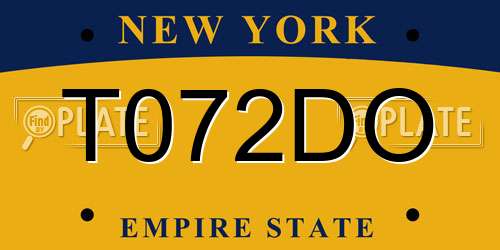 T072DO New York License Plate