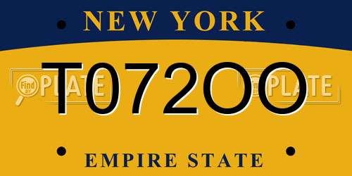 T072OO New York License Plate