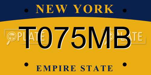 T075MB New York License Plate