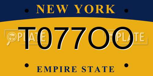 T077OO New York License Plate