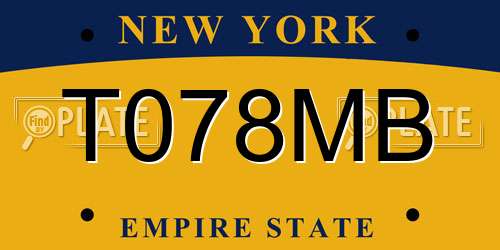 T078MB New York License Plate