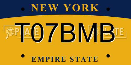 T07BMB New York License Plate