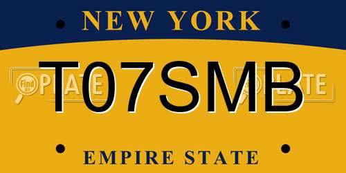 T07SMB New York License Plate