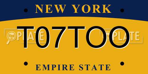 T07TOO New York License Plate