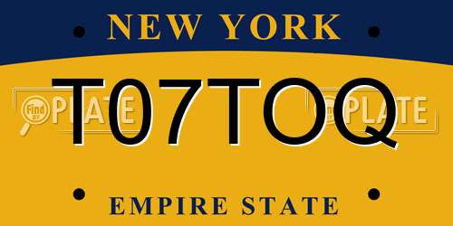 T07TOQ New York License Plate