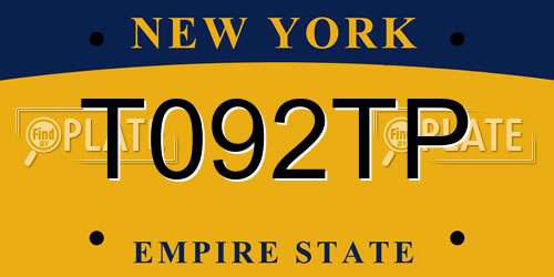 T092TP New York License Plate
