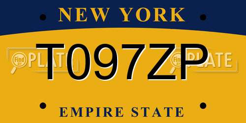 T097ZP New York License Plate