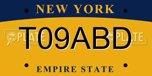 T09ABD New York License Plate