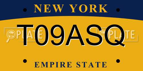 T09ASQ New York License Plate