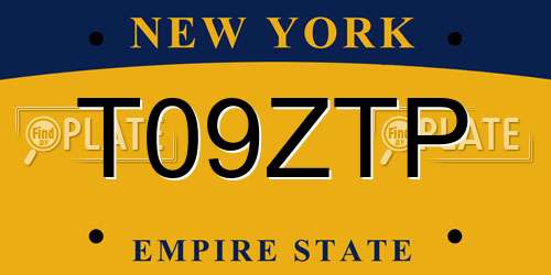 T09ZTP New York License Plate