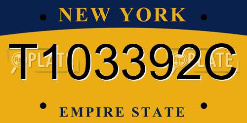 T103392C New York License Plate