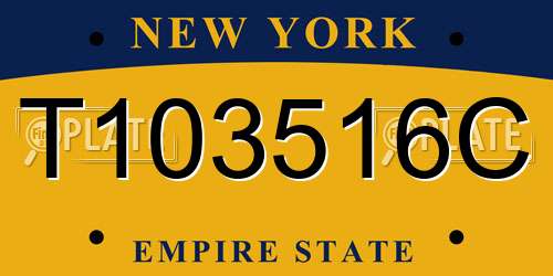 T103516C New York License Plate