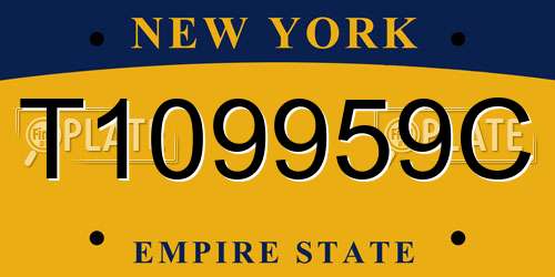 T109959C New York License Plate
