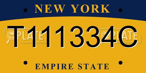 T111334C New York License Plate