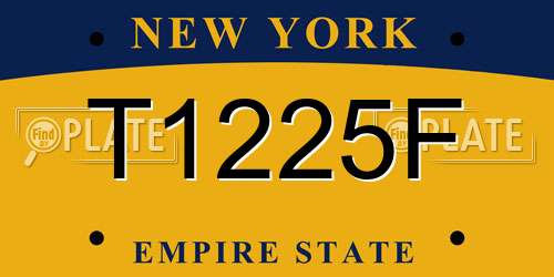 T1225F New York License Plate
