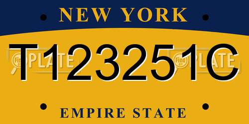 T123251C New York License Plate