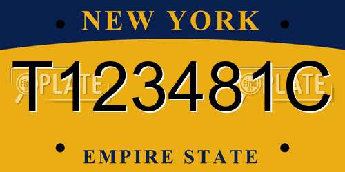 T123481C New York License Plate