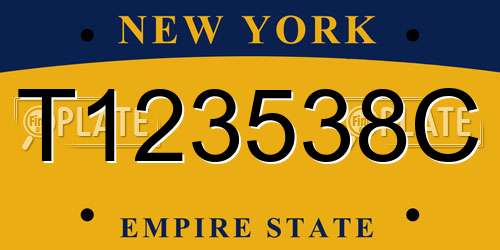 T123538C New York License Plate