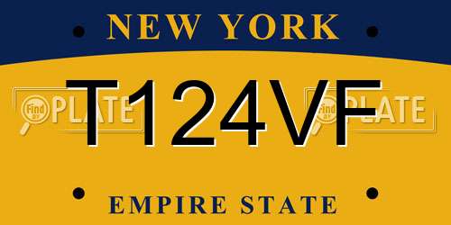 T124VF New York License Plate