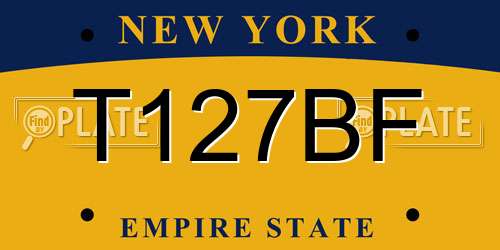 T127BF New York License Plate