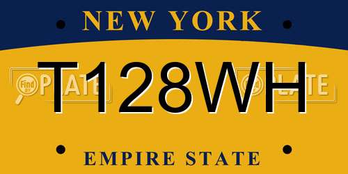 T128WH New York License Plate