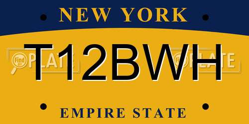 T12BWH New York License Plate