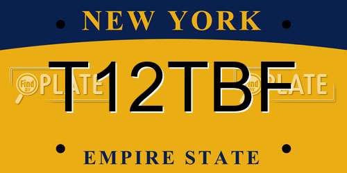 T12TBF New York License Plate