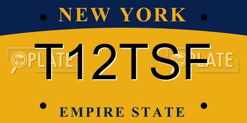 T12TSF New York License Plate