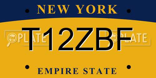 T12ZBF New York License Plate