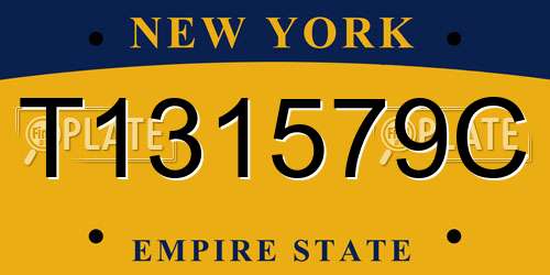 T131579C New York License Plate