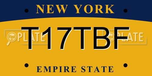 T17TBF New York License Plate