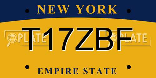 T17ZBF New York License Plate