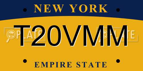 T20VMM New York License Plate
