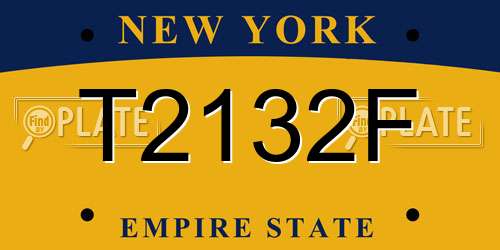 T2132F New York License Plate