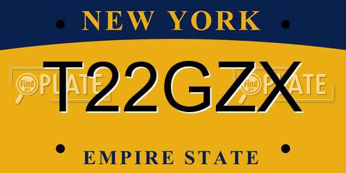 T22GZX New York License Plate
