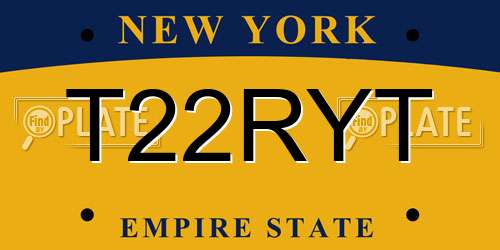 T22RYT New York License Plate