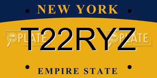T22RYZ New York License Plate