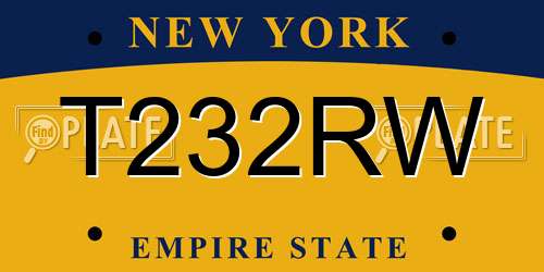 T232RW New York License Plate