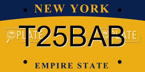 T25BAB New York License Plate