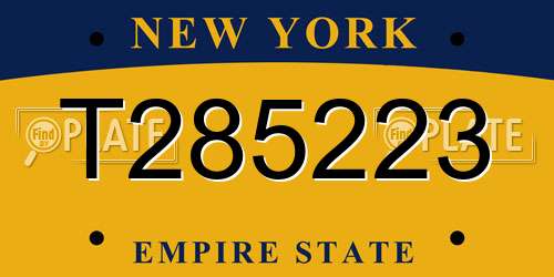 T285223 New York License Plate