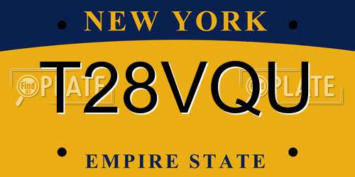 T28VQU New York License Plate